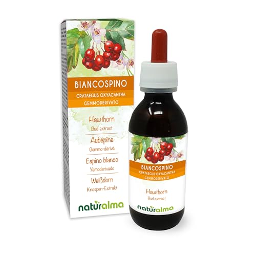Espino blanco (Crataegus oxyacantha o Crataegus laevigata) Yemoderivato sin alcohol de yemas frescas - Extracto líquido gotas 120 ml - Complemento alimenticio - Vegano