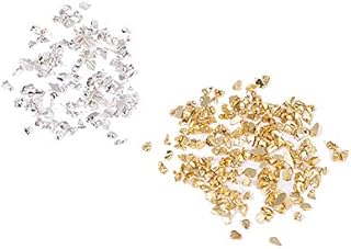 JIHUOO 100g Crushed Glass Irregular Metallic Chips Sprinkles Chunky Glitter Gravel Stones Resin Mold Filler Nail Arts DIY Craft Golden and Silver
