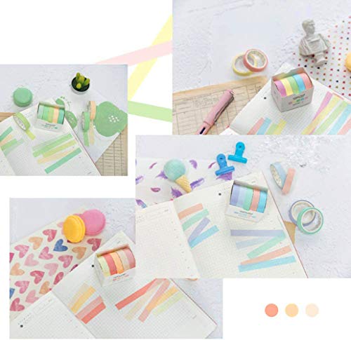 YUBX Ruban Adhésif Décoratif, 30 Rouleaux Masking Tape Pastel 10mm de Large, Japonais en Washi, Pour Journal et Artisanat (Macaron) – vue 5