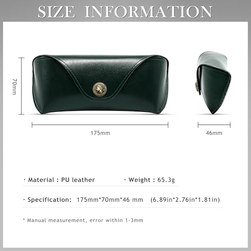 Image of SUNGAIT Sunglasses Case for Men Women: Portable Leather Eyeglasses Case Hard Shell - Slim Case for Multiple Sunglasses