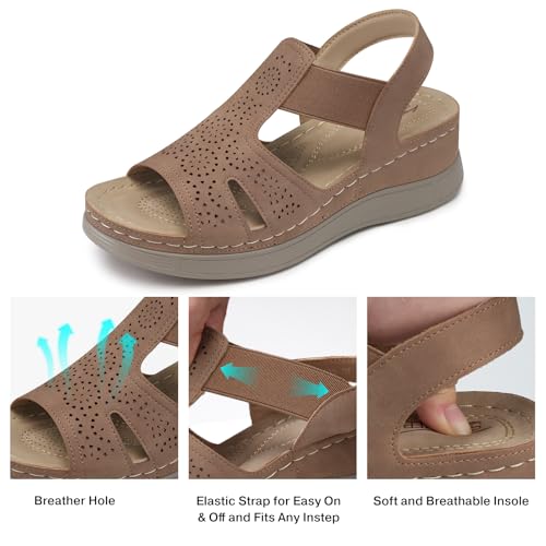 Image of SHIBEVER Wedge Sandals Women Comfortable: Sandals for Women 2026 Dressy Summer Ankle Strap Open Toe Low Heel Platform Wedges Shoes
