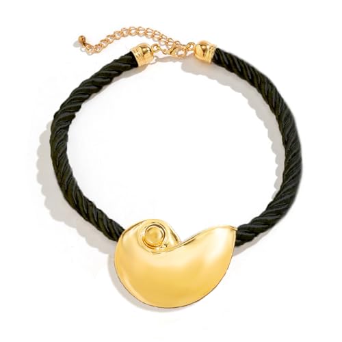 INLOLLY Big Gold Sea Witch Shell Necklace for Women