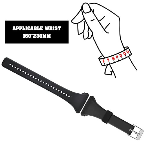 EMSea Silicone Watch Strap Compatible with Polar FT4 FT7 Fitness Tracker Adjustable Watch Band Smartwatch Quick Release Wristband for 160~230mm Wrist Size Black - Image 4