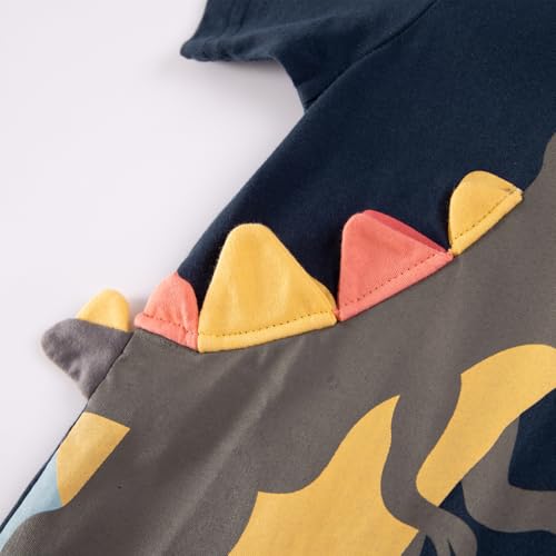 Image of HILEELANG Toddler Boy Summer Short Clothes Sets Cotton Crewneck Tees Shorts Pocket Adjustable Knite Shorts Playwear Sets