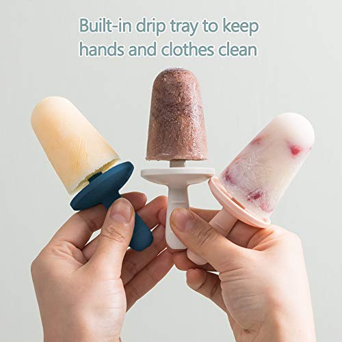 Popsicle Mold Set 4 Pieces Homemade Silicone Popsicle Maker Easy Release Ice Cream Molds Reusable DIY Pop Molds (Blue, IcyClassic Pops)