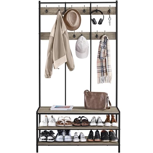 Yaheetech Garderobenständer mit 24 Kleiderhaken & Schuhregal & 3...