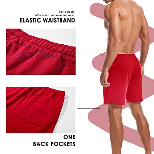 Image of AMY COULEE Mens Athletic Workout Shorts 5.5 inch Cotton Casual Shorts Elastic Waist Joggers Sports Sweat Shorts