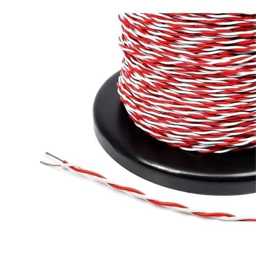Image of 1~20m AFS200 PTFE Wire 2pins 26~22 /20 /18 /17 /15 /13AWG FEP Twisted Pair Tinned Copper High Temperature Electronic Cable(Red White,1M 17AWG (1MM2))