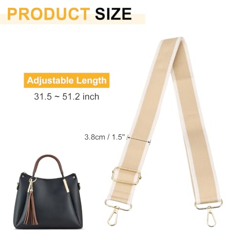 Image of PATIKIL 55in Purse Straps Replacement Crossbody, Bag Straps Crossbody Universal Adjustable Canvas for Purses Handbags Guitar, Khaki