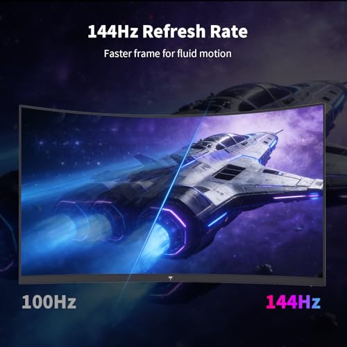Image of KTC H27S5C 27 inch Curved Gaming Monitor, 1440P QHD 144Hz 120Hz Monitor, 1500R HVA Panel, HDR400, Adaptive Sync, 400nits, HDMI 2.0 x2, DP 1.4, VESA 100x100 PC Monitor