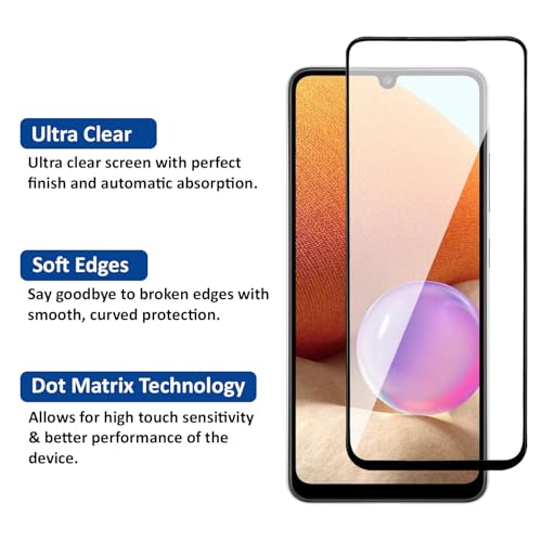 Image of AIBEX Tempered Glass for Samsung A32 4G / Samsung M32 4G / Samsung F22 / Samsung A22 4G / Samsung A33 5G|9H Hardness|Anti-Glare & Anti-Fingerprint|Water Resistant|Edge-to-Edge Full Screen Protector|Bubble-Free Installation