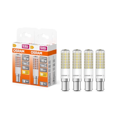 OSRAM LED Star Special T SLIM, lampada speciale sottile a LED, base B15d, bianco caldo (2700K), sostituzione della lampadina convenzionale 60W, confezione da 4