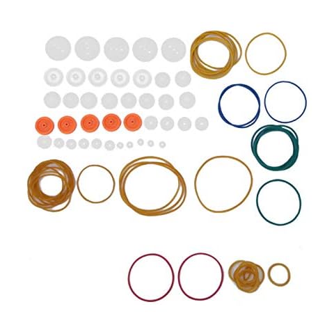 Plastic Gears Pulley Belt Worm Rack Kits, Transmission Belt Pulley Rubber Band Combination Set Gear Set Shaft Belt Accessories for DIY Model Toy 84pcs Cover