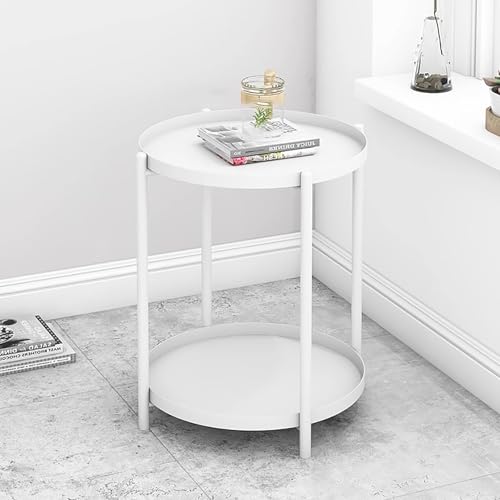 Petite bibliothèque blanche et table d'appoint de chevet
