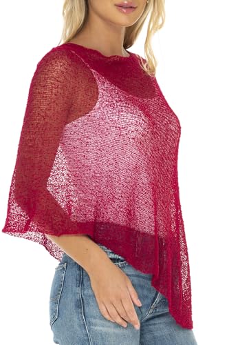 Image of SHU-SHI Womens Sheer Knit Poncho Shrug Lightweight Cover Up One Size Fits Most