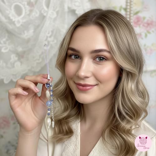 Image of SNOWY SHOP Korean Silver Bow Phone Charm - Cute Heart & Starfish Pendant | Aesthetic Korean Mobile Chain, Bag Hanging & Keychain Jewelry for Girls & Women