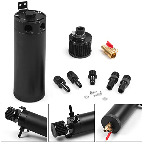 Dyno Racing BX102246-BK Universal Billet Aluminum Baffled 2-Port New Long 750Ml Oil Catch Can Tank thumb #1