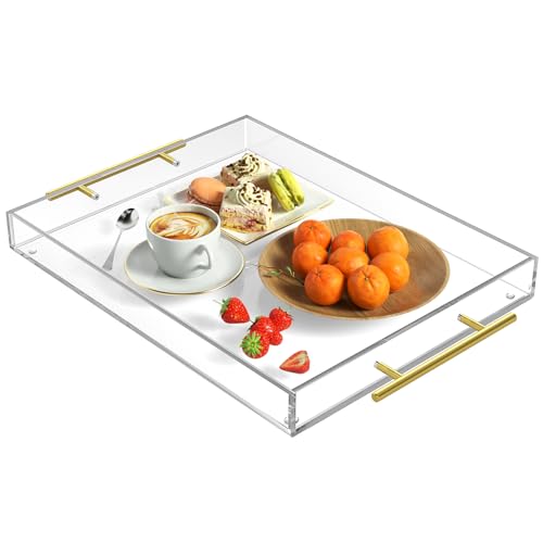Maxgear MAXGEAR-SERVING-TRAYS-GOLD-HANDLES Acrylic Serving Tray cover