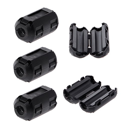 5 Pcs 5mm Clip-On Ferrite Core Noise Suppressor RFI Clip Cable High Low Pass 10-24v