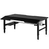 CYBER-GROUND 【ゲーマーの夢を叶えるデスク】 幅110cm ゲーミングデスク パソコンデスク ロータイプ 高さ3段階 ヘッドセット置き付き キーボードトレイ付き ブラック 56800001 00 (59250)