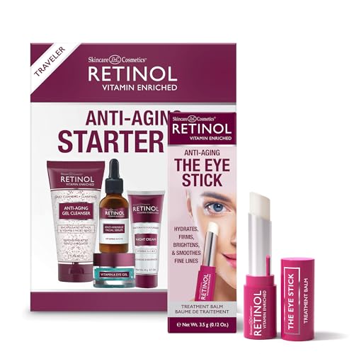 Retinol Anti-Aging Starter Kit – Perfect For Travel or First Time Try + Retinol Anti-Aging Eye Stick – Hydrates, Firms, Brightens, and Smooths Fine Lines