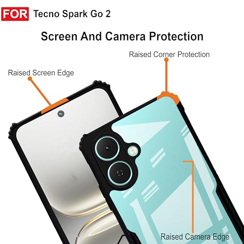 Image of Zapcase Back Case Cover for Tecno Spark GO 2| Compatible for Tecno Spark GO 2 Back Cover | Clear Case with Camera Protection | (TPU + PC | Matte Black)