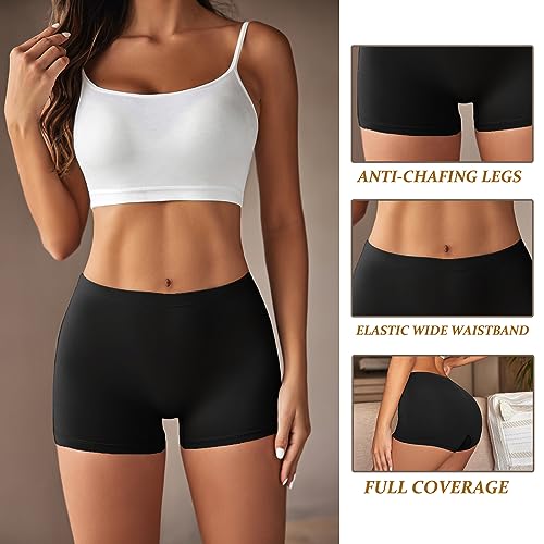 Image of Ekouaer Boyshort Panties Women's Soft Underwear Briefs Invisible Hipster 3 Pack Or 4 Pack Seamless Boxer Brief Panties S-XXL