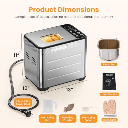 NEWBULIG 21-IN-1 Bread Maker, Automatic Bread Machine, Stainless Steel