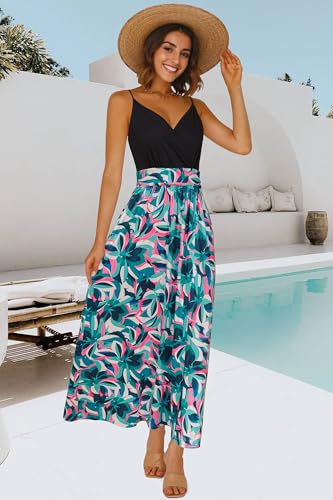 Image of Newshows Women's 2026 Lightweight Summer Wedding Guest Beach Vacation Casual V Neck Split Flowy Maxi Dress