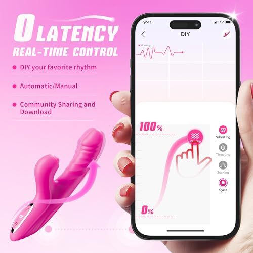 Image of Adult Rabbit Vibrator Dildo Sex Toy for Women, for Female Couples Pleasure | 10 Vibrating & 7 Thrusting Modes, 5 Pulsing Modes, G Spot & Clitoral Stimulation, Couples Sex Swing Games, AI Sync