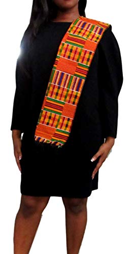 ShopHaven African Kente Scarf, Stole, Cloth - Black Graduation, History, Kwanzaa, Afrocentric Print - Africa4