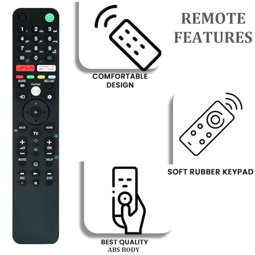 Image of Zieva Compatible With All Sony Smart Tv Remote A- Without Voice - Hot Keys Netfix, Go0Gle Play And Y0Utube Use For Lcd Led Oled Qled Uhd 4K Android Tvs (Rm-L1675),Black