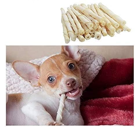 Image of Natural Twisted Rawhide Chew Sticks for Dog | White Twisted Chew-Sticks(Chicken Flavour) | 1 Kg, All Life Stages