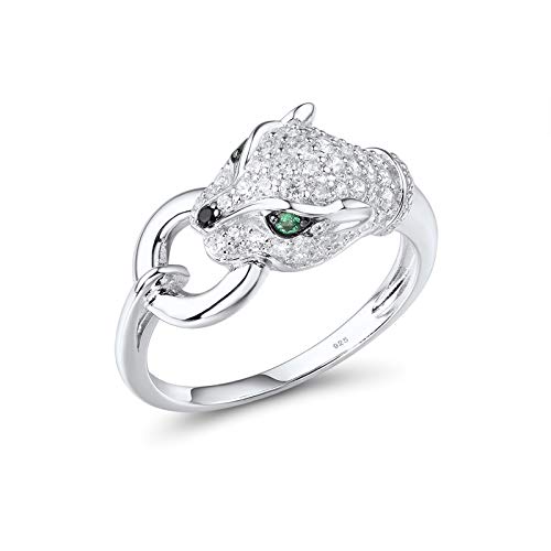 Santuzza Panther Ring 925 Sterling Silver Leopard Rings Cubic Zirconia Green Spinel Jaguar Jewelry
