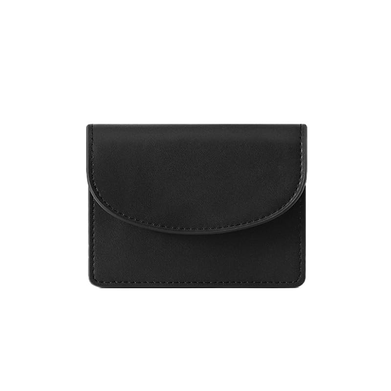 INS Style Minimalist Multifunctional Front Pocket Wallet, Solid Color PU Leather Card Coin Purse, Front Flap Magnetic Closure Women's Credit Card Holder Black