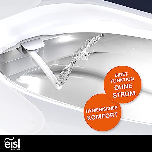 EISL Dusch WC-Sitz Aufsatz (kein Stromanschluss für die Dusch Funktion benötigt), Toilettensitz mit Bidet Einsatz, Po Dusche & Absenkautomatik (inkl. Anschlussset), Weiß