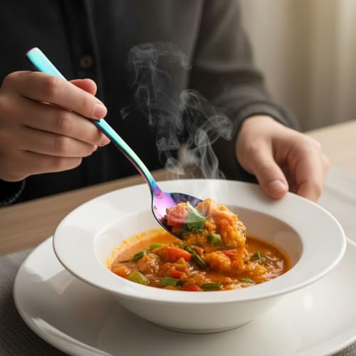 Image of 10 Pcs Rainbow Cutlery Set for Dining Table the Perfect Mirror Polish Hevy Duty Tableware Including Dinner Spoon, Dinner Fork, Dinner Knife, Dessert Spoon & Dessert Fork