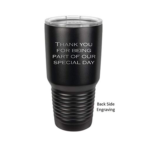 Groomsman 30 Ounce Tumbler In Sets Of 4 To 15 Made Of Stainless Steel Custom Engraved With A Clear Lid Including Choices Of Color, Design, Straw, Thank You Message And Spill Proof Slide Lid #TOP5