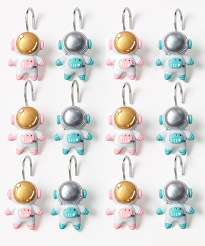 YOINIUEM 12 Pack Oversized Astronaut Shower Curtain Hooks - 2.16"