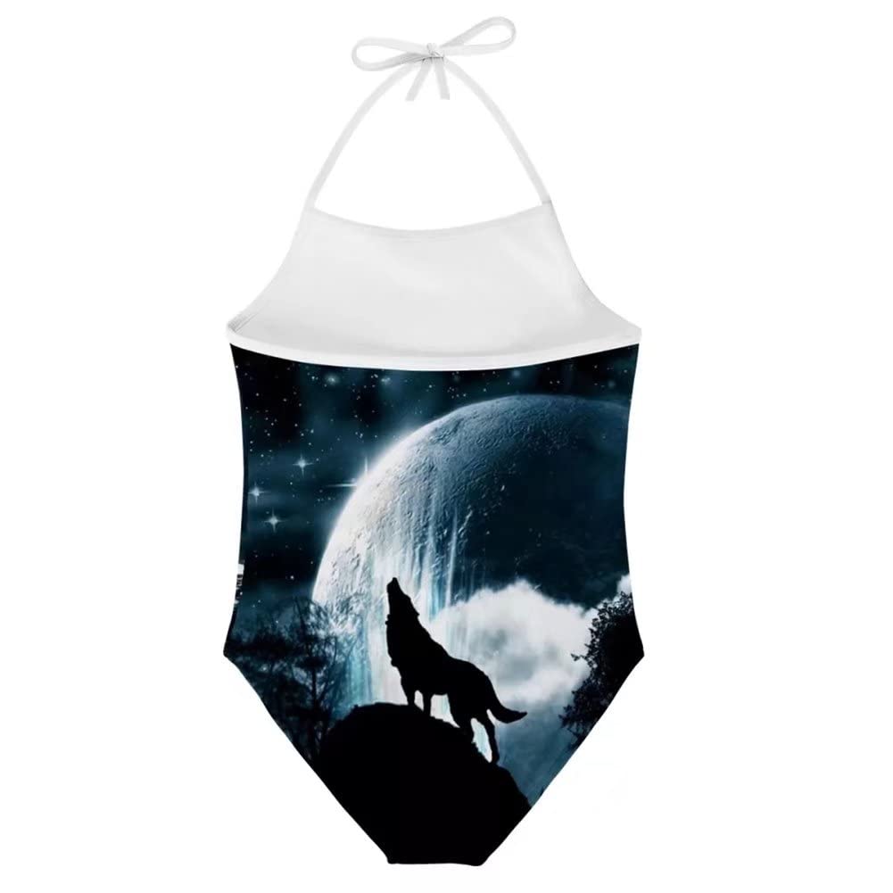 Wolf Girls Animal Swimwear One Piece Swimsuits Bathing Suit for 3-10 Years Little Girl