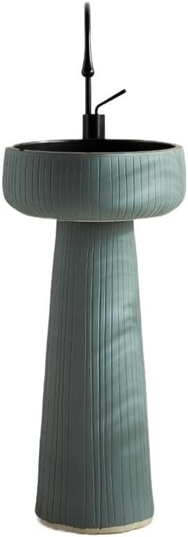 Stylish Bathroom Countertop Vessel Sink Vertical Washbasin, Outdoor Column Pedestal Sink for Villa Vanity, Modern Design, Material, Easy Installation