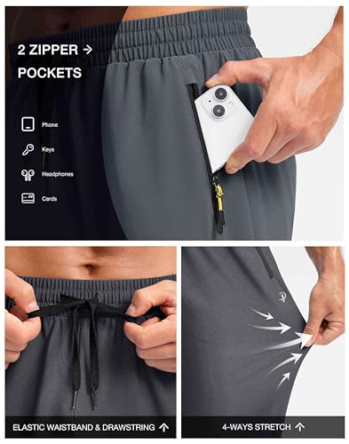 Image of Pudolla Men's Lightweight Hiking Pants Quick Dry Outdoor Sweatpants with Zipper Pockets for Athletic Workout Casual Travel