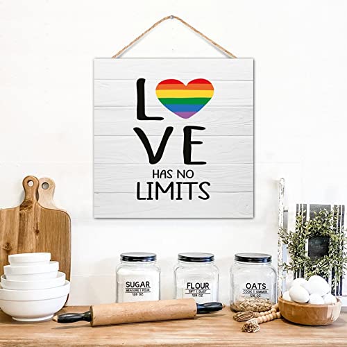 Panneau de décoration murale en bois Love Has No Limits 30x30 cm