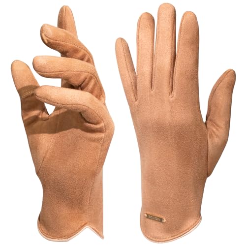 Winter-Gloves-for-Women-Touchscreen-Fashion-Slim-Cut-Suede-Warm-Gloves-with-Thermal-Crystal-Velvet-Lined-for-Travel Winter Gloves for Women: Touchscreen Fashion Slim Cut Suede Warm Gloves with Thermal Crystal Velvet Lined for Travel - Image 1