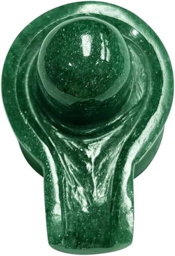 Image of SS Murti Natural Green Jade Shivling Statue Hand-Carved Marakatha Margaj Stone Crystal Lingam for Home Decor, Office Desk, Meditation, Vastu & Gifting (50 Grams (Approx.))