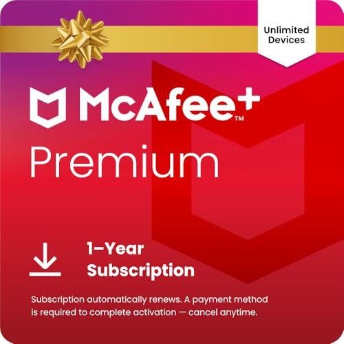 McAfee+ Premium Individual Unlimited Devices anti virus software 2026 for pc| Cybersecurity Software with Antivirus Secure VPN Identity Monitoring Scam Protection|1-Year Subscription with Auto-Renewal