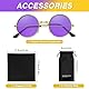 BOUBONI Hippie Sonnenbrille 70er Jahre Runde Hippie Brille Party Deko Sonnenbrille für Damen mit farbigem Brillenputztuch (Lila)