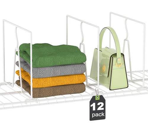 SortNStore Wire Shelf Dividers for Closet: Tall 10.6in x Deep 12in, 12 Pack