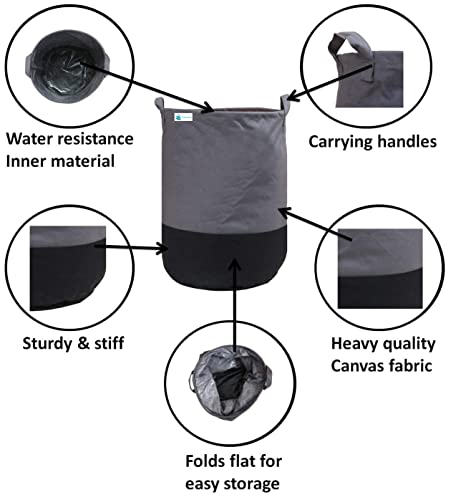 Image of 45L Non-Woven Laundry Bag | Foldable Clothes Storage Basket with Handles | Durable Collapsible Laundry Hamper for Dirty Clothes, Toys & Home Organization (Grey & Black) (Pack of 1)