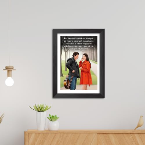 Image of TenorArts Jab tak Hai Jaan Poster Bollywood Movie Shah Rukh Khan Quotes Vector Art Vector Art Posters Photo Framed Painting With Black Wooden Textures (12inches x 9inches)